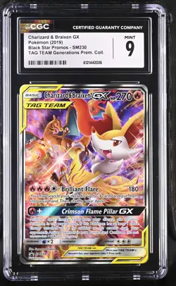 Charizard & Braixen Gx SM230 Holo Promo Pokemon CGC 9 Mint *026 - Image 1
