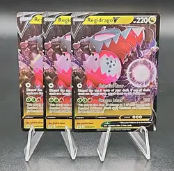 3x Pokemon Regidrago V SWSH281 Sword & Shield Black Star Promo Silver Tempest - Image 1