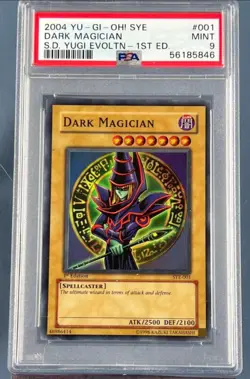 2004 YUGIOH! PSA 9 Dark Magician SYE-001 Holo Super Rare 1st Edition - Image 1
