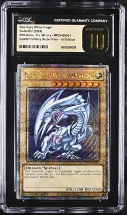 2024 Yu-Gi-Oh! Blue-Eyes White Dragon MP24-EN001 Quarter Century Rare CGC 10 - Image 1