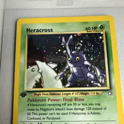 Heracross Holo Rare 1st Edition 6/111 Neo Genesis WOTC Vintage Pokemon SWIRL - Image 2