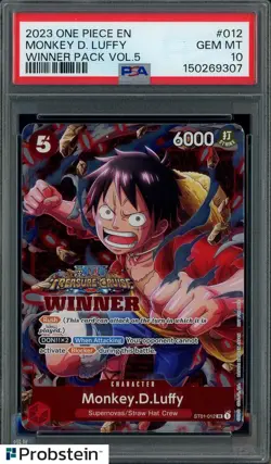 #3 2023 One Piece EN Winner Pack Vol.5 #012 Monkey D. Luffy PSA 10 GEM MINT - Image 1