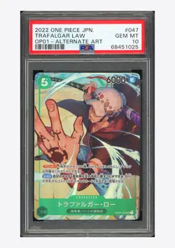 One Piece PSA 10 Trafalgar Law R Alternate Art 2022 OP01-047 OP01 Japanese - Image 1