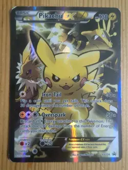 Pokemon TCG Pikachu EX XY124 Holo Promo Card Damaged Pokemon XY HP - Image 1