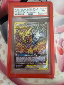 Moltrex Zapdos Articuno GX SM210 Pokemon Hidden Fates Promo Card Psa9 - Image 1