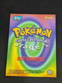 SQUIRTLE - # 07 - TOPPS SERIES E7 OF 12 BLUE LOGO Pokemon Card TCG Non Holo NM - Image 2