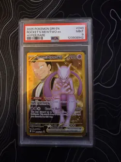 Pokemon Mewtwo EX TCG Hyper Rare Card 240/182 Team Rockets, PSA 9 - Image 1