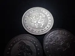 Pokemon Card Meiji Promo Battle Coin Silver x3 Machamp Evolutions #6218 PLAY - Image 2