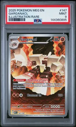 2025 Pokemon MEG EN-Mega Evolution Illustration Rare #147 Garganacl PSA 9 Mint - Image 1