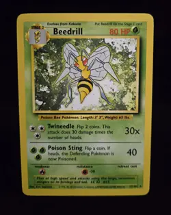 Pokemon TCG - BEEDRILL - 17/102 - RARE - UNLIMITED - BASE SET (1999) - WOTC - NM - Image 1