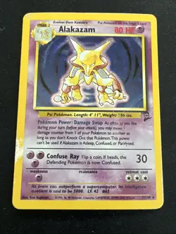 Alakazam 1/130 Base Set 2 Holo Rare Vintage Pokemon Card DMG - Image 2