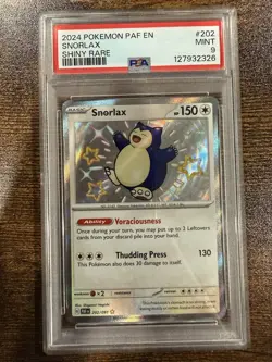 2024 POKEMON PAF EN-PALDEAN FATES SHINY RARE #202 SNORLAX PSA 9 - Image 1