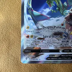 Pokemon TCG Rayquaza v Evolving Skies Holo Ultra Rare Card 194/203 Near Mint - Image 2