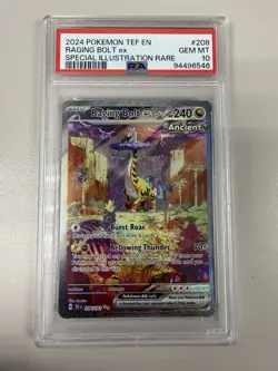 2024 Pokemon Temporal Forces Raging Bolt Ex SIR PSA 10 Gem Mint 94496546 #208 - Image 1