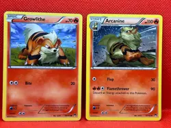 Pokemon Tcg Growlithe 10/122 & Arcanine 11/122 BREAKpoint Non Holo - Image 1