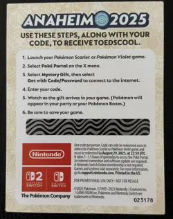 New! Exclusive Pokemon Worlds Anaheim 2025 Toedscool Code Scarlet or Violet Game - Image 2