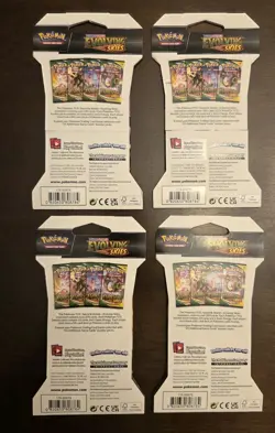 Pokemon Evolving Skies New Sealed Sleeved Blister Booster x4 Packs Full Art Set - Image 2