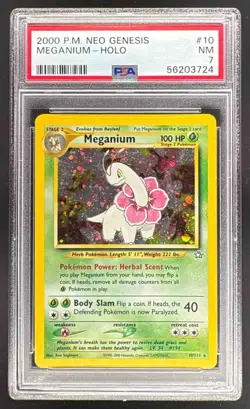 56203724 Meganium 2000 Pokemon Neo Genesis #10 Holo PSA 7 - Image 1