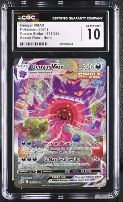 Gengar Vmax 271/264 Secret Rare Holo Fusion Strike Pokemon CGC 10 Gem Mint *043 - Image 1