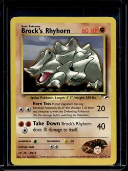 2000 Pokemon Gym Heroes Brock's Rhyhorn #22/132 - Image 1