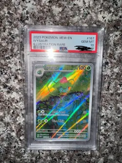 Pokemon Ivysaur 167/165 Scarlet & Violet 151 Illustration Rare Holo PSA 10 - Image 1