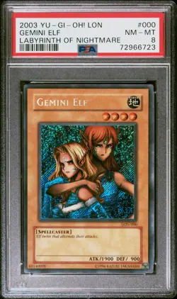 Gemini Elf LON-000 Foil Bleed Secret Rare Yugioh PSA 8 *723 - Image 1