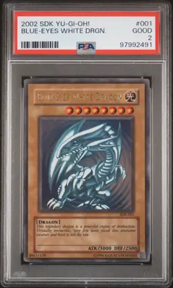 Blue Eyes White Dragon SDK-001 Ultra Rare HEAVY FOIL BLEED Yugioh PSA 2 *491 - Image 1
