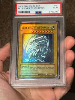 Blue Eyes White Dragon SDK-001 Ultra Rare HEAVY FOIL BLEED Yugioh PSA 2 *491 - Image 3