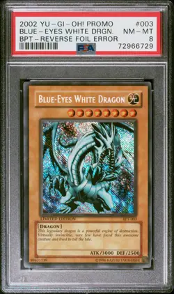 Blue Eyes White Dragon BPT-003 Reverse FOIL Error FADED Yugioh PSA 8 *729 - Image 1