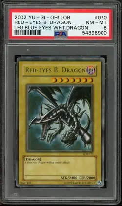 Red-eyes B. Dragon LOB-070 FADED + FOIL SHIFT Yugioh PSA 8 *900 - Image 1