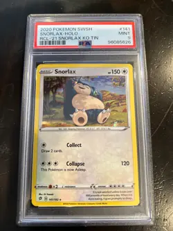 Snorlax Holo Cosmos 2020 Pokemon SWSH Rebel Clash 2021 Knockout Tin PSA 9 Mint - Image 1
