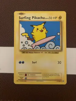Pokemon Surfing Pikachu Card 111/108 50 HP Basic Surf Attack 2016 - Image 1