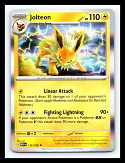 ⚡ Pokemon 2023 TCG JOLTEON Scarlet & Violet 151 # 135/165 Holo Rare Card - Image 1