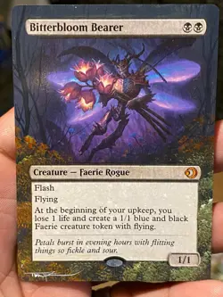 Bitterbloom Bearer MTG Lorwyn Eclipsed Hand Painted Borderless Altered Art Tentz - Image 1