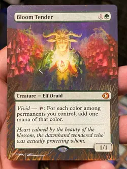 Bloom Tender MTG Lorwyn Eclipsed Hand Painted Borderless Full Altered Art Tentz - Image 1