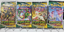 Pokemon TCG Evolving Skies Booster Pack Art Set - Sealed Lot of 4 Packs - Image 1