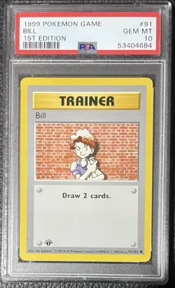BILL 1999 Pokemon Base Set 1st Edition #91 PSA 10 GEM MT ~ OWNED BY LOGAN PAUL - Image 1