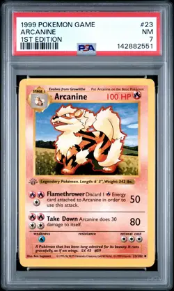1999 POKEMON BASE SET 1ST EDITION #23 ARCANINE PSA 7 - Image 1