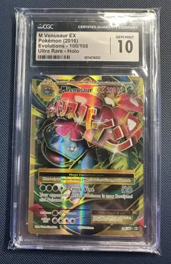 2016 Pokemon Evolutions M Venusaur Ex Ultra Rare #100 CGC 10 - Image 1