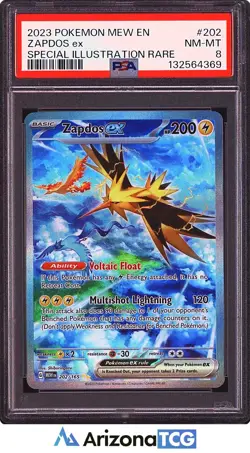 Pokemon 2023 Zapdos ex 202/165 Special Illustration Rare 151 PSA 8 - Image 1