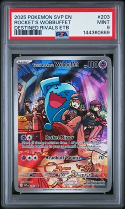 2025 Pokemon DRI EN-Destined Rivals ETB #203 Team Rocket's Wobbuffet PSA 9 Rare - Image 1