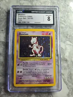 MEWTWO - POKEMON [1999] BASE SET UNLIMITED 10/102 HOLO -- CGC RATED: 8 - Image 1