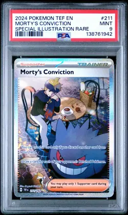 Morty's Conviction 211/162 Special Illustration Rare Pokemon PSA 9 *942 - Image 1