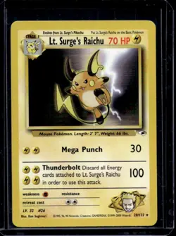2000 Pokemon Gym Heroes Lt. Surge's Raichu #28/132 - Image 1