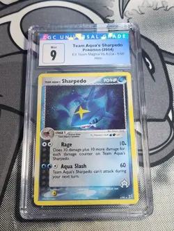 2004 Pokemon Team Aqua's Sharpedo EX Team Magma Vs Aqua Holo Rare 5/95 CGC 9 - Image 1