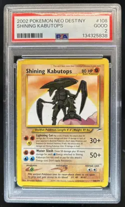 2002 Pokemon Neo Destiny Shining Kabutops #108/105 PSA 2 - Image 1