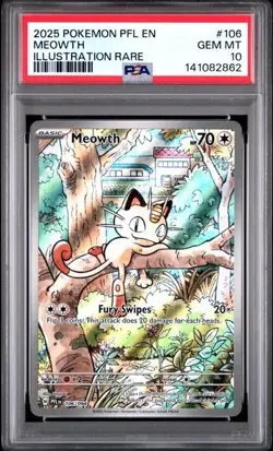 Meowth *PSA 10* Illustration Rare *Phantasmal Flames* #106 * Pokemon - Image 1