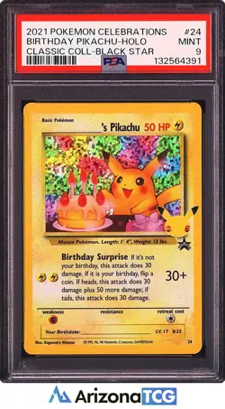 Pokemon 2021 Birthday Pikachu 24 Holo Black Star Promo Celebrations PSA 9 - Image 1