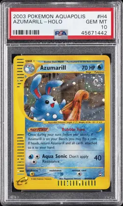 2003 POKEMON AQUAPOLIS #H4 AZUMARILL-HOLO PSA 10 - Image 1