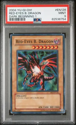 2004 Yugioh Red-Eyes Black Dragon Super Rare EN126 PSA 9 Mint - Image 1